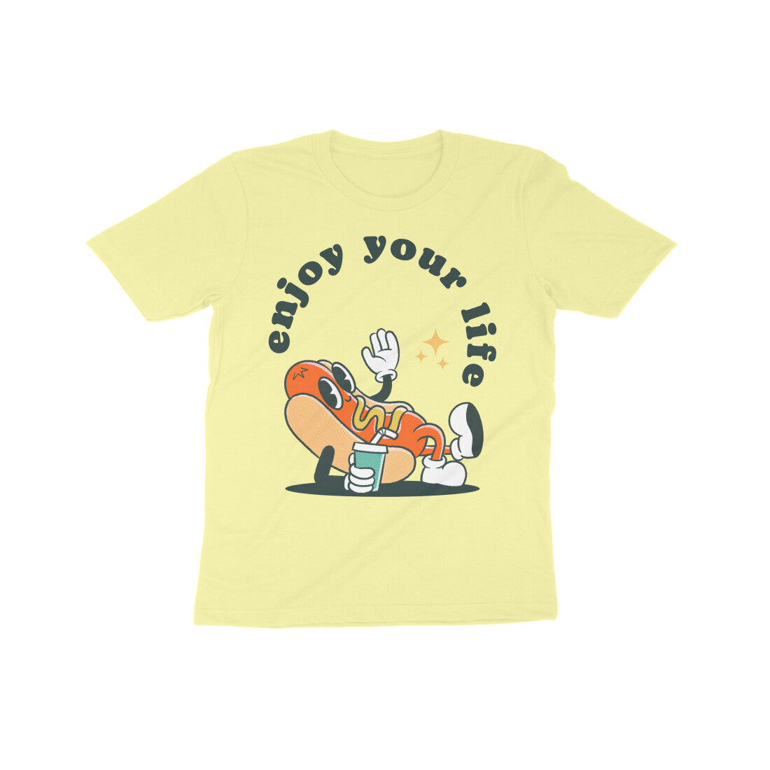 Butter Yellow Kids Half Sleeve Round Neck Tshirt